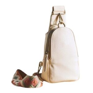 Anthropologie White Cream Liberty Sling Bag